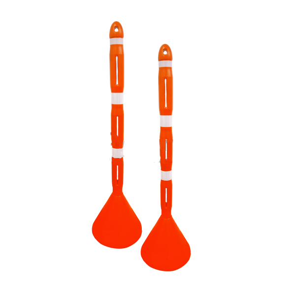 SENALIZADOR VIAL TUBULAR BASE NARANJA (COLOMBINA ALIEN) 1,30 MTS ALTO 3 FRANJA REFLECTIVA - Imagen 1
