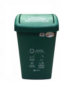 CANECA PLASTICA DE 36 LTS TAPA PLANA VERDE
