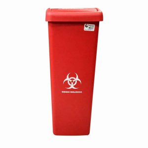 CANECA PLASTICA DE 55 LTS TAPA PLANA ROJA