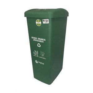 CANECA PLASTICA DE 55 LTS TAPA PLANA VERDE