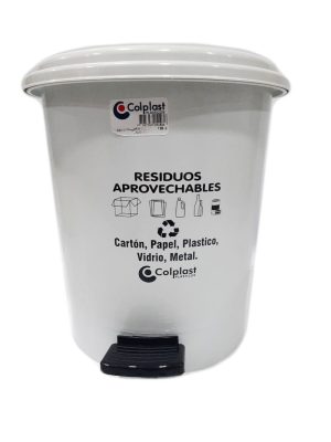 CANECA PLASTICA DE PEDAL 12 LTS BLANCA