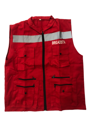 CHALECO BRIGADISTA COLOR ROJO - REFLECTIVO - BORDADO