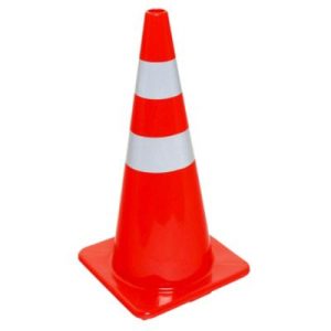 CONO VIAL 70CMS CON REFLECTIVO 2 FRANJAS BASE CUADRADA