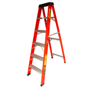 ESCALERA TIJERA 6 PASOS 1.8 MTS FIBRA DE VIDRIO HESC-FV-4-06-IA HORN