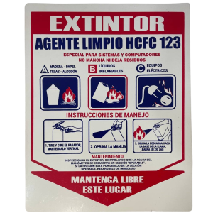 LETRERO DE SENALIZACION 25 X 20 CM STANDARD-EXTINTOR HCFC 123