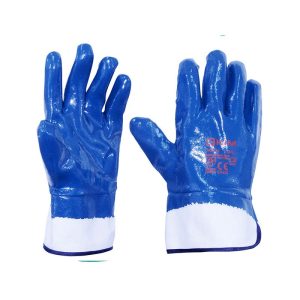GUANTE DE HILAZA RECUBIERTO EN NITRILO AZUL TEXTURIZADO PUÑO ABIERTO ARES GRIP KIM