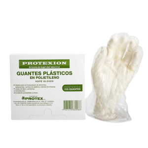 GUANTE DE PLASTICO DESECHABLE EN POLIETILENO X 100 PROTEX
