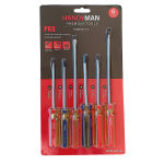 JUEGO DESTORNILLADORES PRO 6PZ COMBINADO (1/4X4",1/4X6", 3/16X4", 3/16X6",#1X4",#2X4") HDM-223-02 HANDYMAN