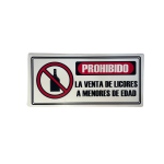 LETRERO DE SENALIZACION 30 X 15 CM STANDARD-PROHIBIDO LA VENTA DE LICORES A MENORES DE EDAD