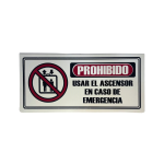 LETRERO DE SENALIZACION 30 X 15 CM STANDARD-PROHIBIDO USAR EL ASCENSOR EN MANTENIMIENTO