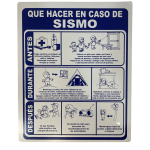 LETRERO DE SENALIZACION 25 X 20 CM STANDARD-QUE HACER EN CASO DE SISMO