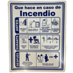 LETRERO DE SENALIZACION 25 X 20 CM STANDARD-QUE HACER EN CASO DE INCENDIO