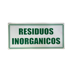 LETRERO DE SENALIZACION 30 X 15 CM STANDARD-RESIDUOS INORGANICOS