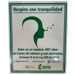 LETRERO DE SENALIZACION 25 X 20 CM STANDARD-RESPIRE CON TRANQUILIDAD