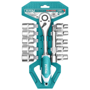 JUEGO 12 PIEZAS CUBOS CDT HEXAGONALES 1/2" + RATCHET THT141121 TOTAL