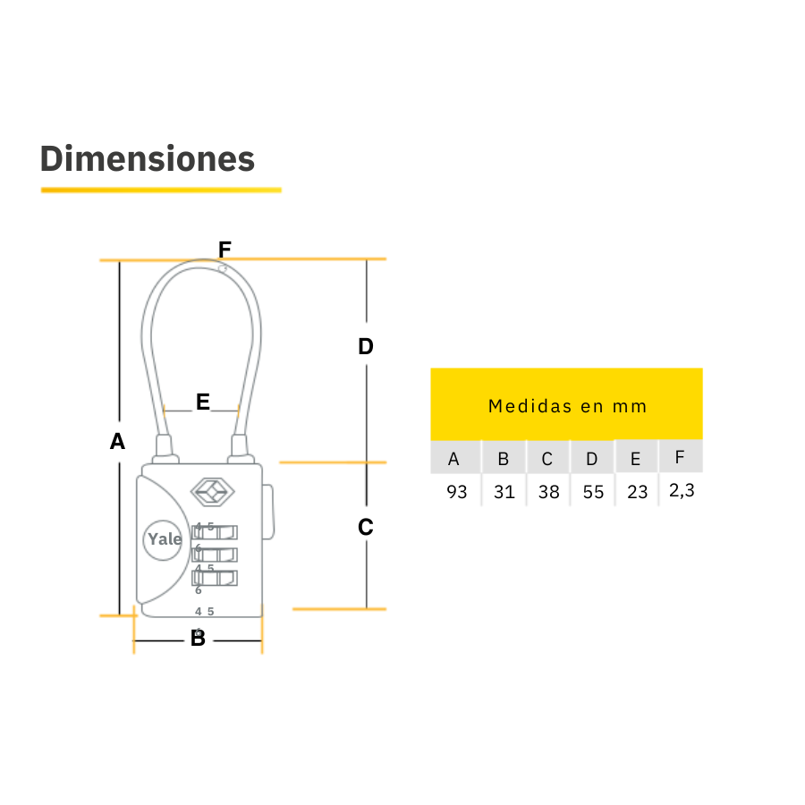CANDADO SERIE VIAJERA YTP3 - Imagen 2